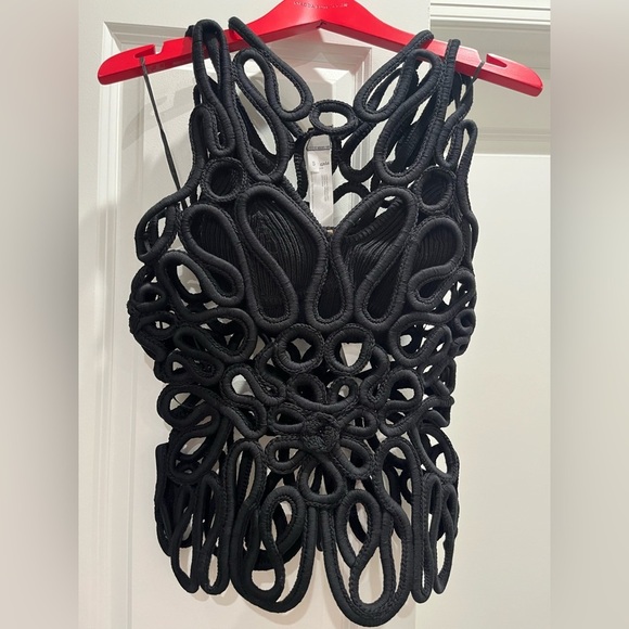 NWOT Cult Gaia Danica Crochet Knit Tank Top Black - Picture 3 of 6